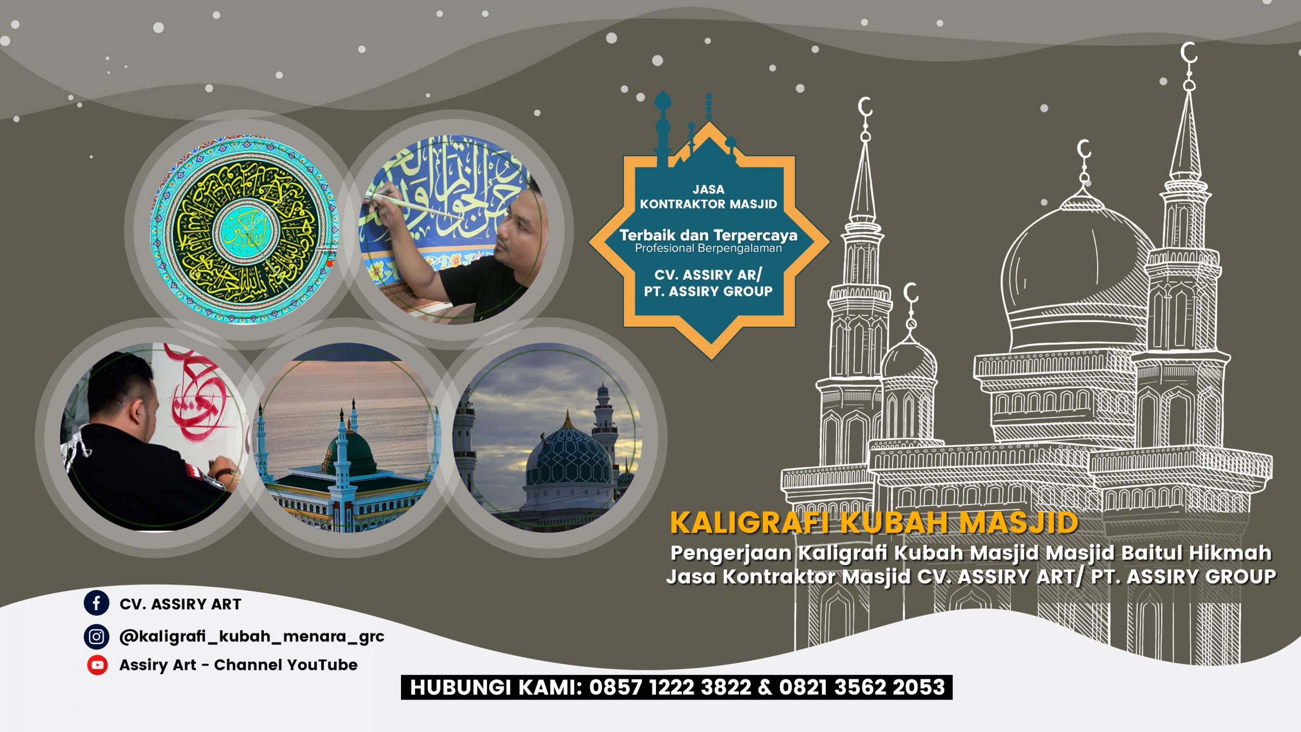 Pengerjaan Kaligrafi Kubah Masjid Masjid Baitul Hikmah